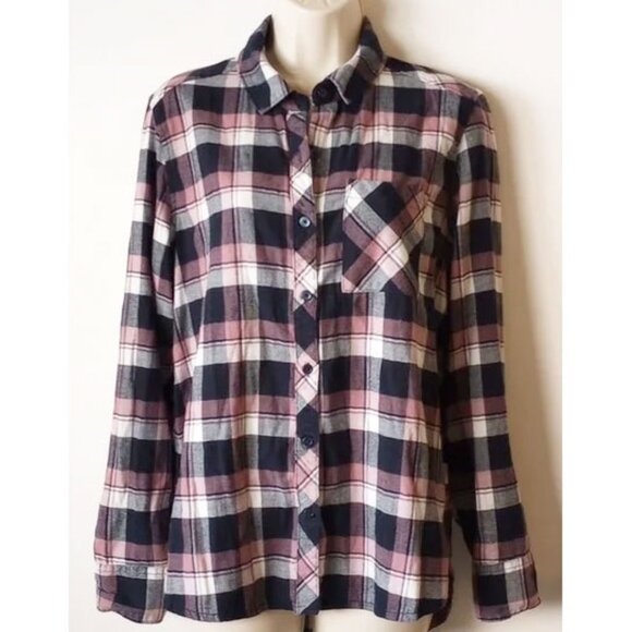 Orvis Tops - Orvis Plaid Button Down Shirt M Black Mauve White